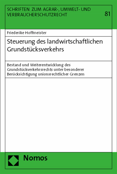 Cover of book: Steuerung des landwirtschaftlichen Grundstücksverkehrs