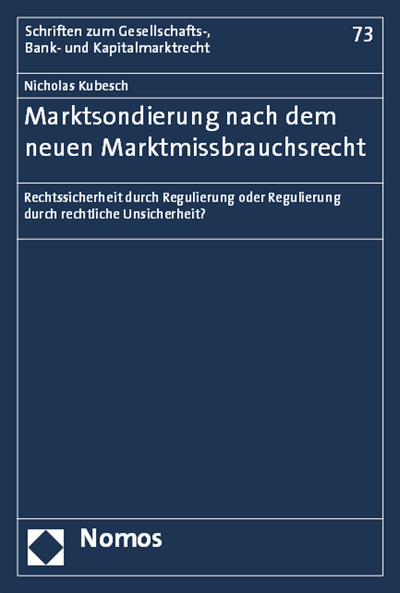 Cover des Buchs: Marktsondierung nach dem neuen Marktmissbrauchsrecht