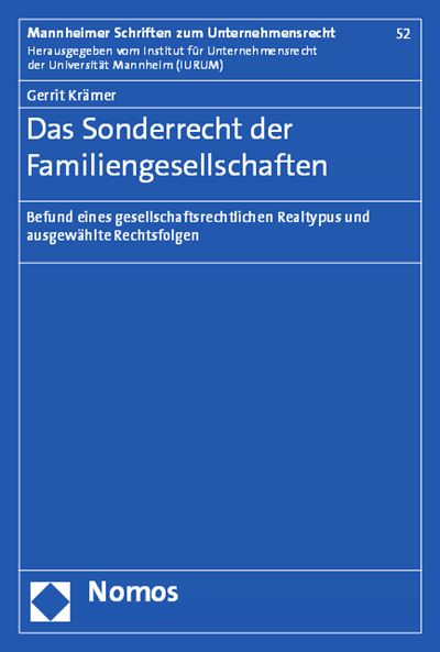 Cover des Buchs: Das Sonderrecht der Familiengesellschaften