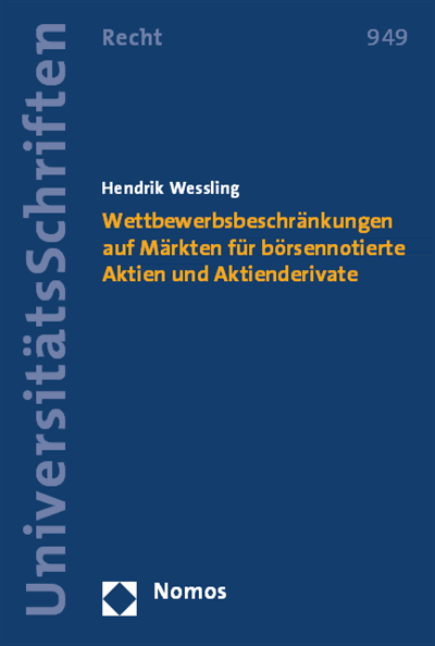 Cover des Buchs: Wettbewerbsbeschränkungen auf Märkten für börsennotierte Aktien und Aktienderivate