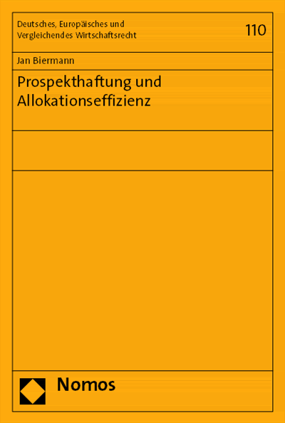 Cover of book: Prospekthaftung und Allokationseffizienz