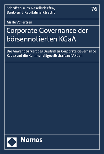 Cover des Buchs: Corporate Governance der börsennotierten KGaA