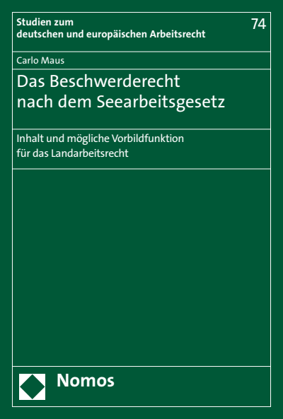 Cover des Buchs: Das Beschwerderecht nach dem Seearbeitsgesetz