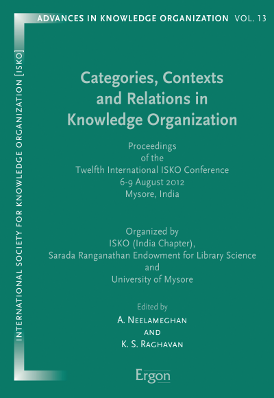 Cover of book: Categories, Contexts and Relations in Knowledge Organization