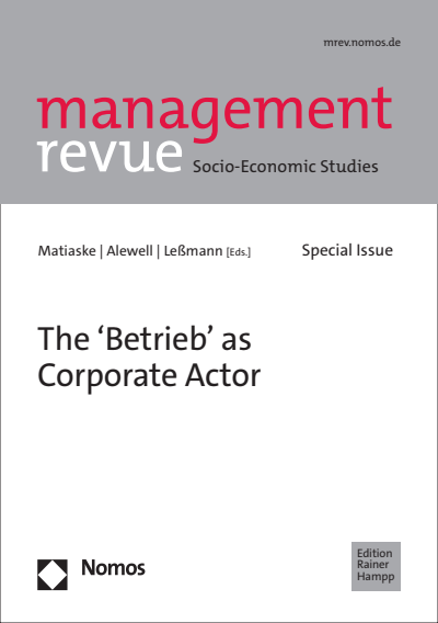 Cover des Buchs: The 'Betrieb' as Corporate Actor