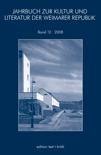 Cover des Buchs: Jahrbuch zur Kultur und Literatur der Weimarer Republik