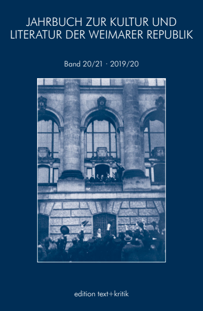 Cover des Buchs: Jahrbuch zur Kultur und Literatur der Weimarer Republik