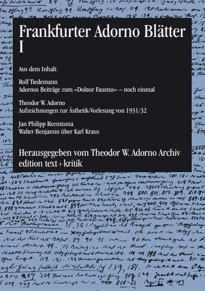 Cover of book: Frankfurter Adorno Blätter I