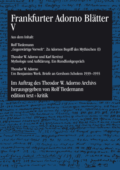 Cover of book: Frankfurter Adorno Blätter V