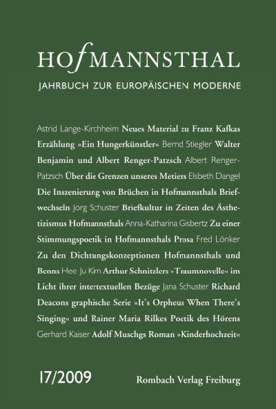Cover of book: Hofmannsthal Jahrbuch zur Europäischen Moderne