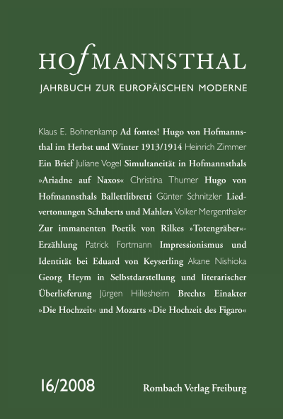 Cover of book: Hofmannsthal Jahrbuch zur Europäischen Moderne
