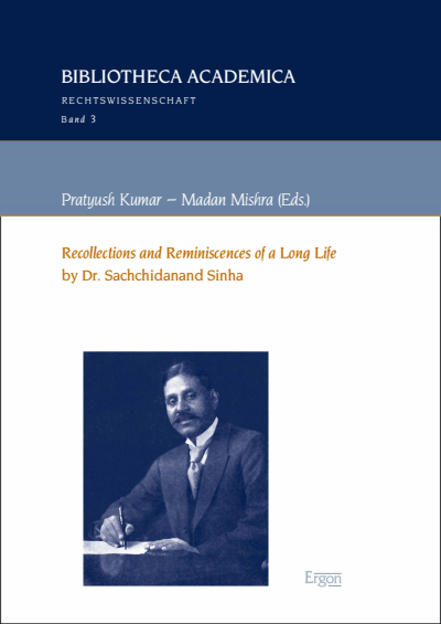 Cover des Buchs: “Recollections and Reminiscences of a Long Life” by Dr. Sachchidanand Sinha
