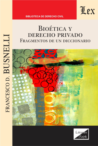 Cover of book: Bioética y derecho privado. Fragmentos de un diccionario