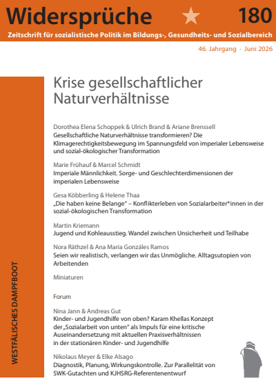 Cover der Ausgabe: Widersprüche Jahrgang 46 (2026), Heft 180